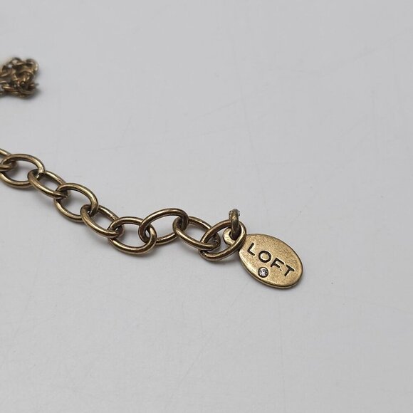 Floral Statement Necklace With Faux Pearls Clear Rhinestones By Loft - Picture 4 of 6